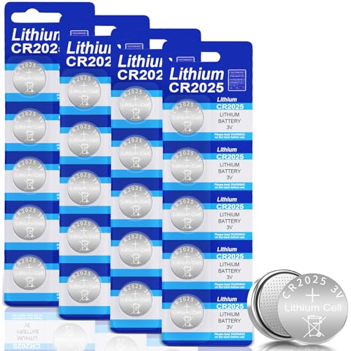 20 Batteria CR2025, CR 2025 Litio 3V Batterie per Chiavi Elettroniche, Orologi Sportivi, Occhiali 3D, Automobili Giocattolo, Calcolatrici, Bilance Elettroniche, Telecomandi Televisivi