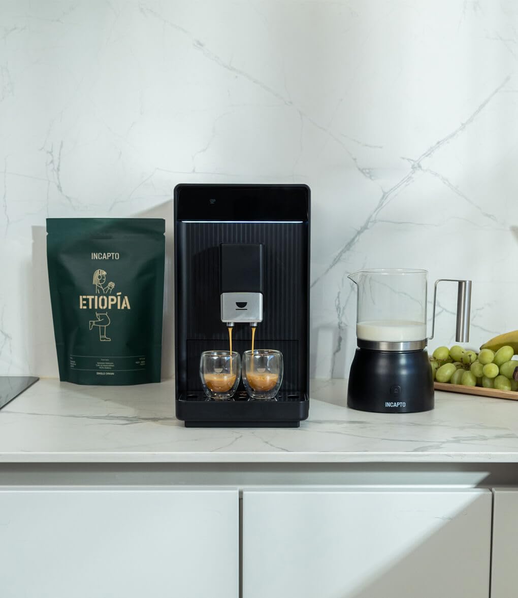 Incapto Aura Super automatyczny ekspres do kawy | 19 barów | podwójny przycisk espresso | Kompaktowy ekspres do kawy o eleganckim wyglądzie | Regulowany młynek | Automatyczne czyszczenie | Wiele