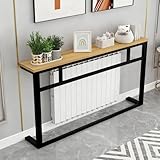 DYUNCZ Schmaler Konsolentisch, Heizkörperregal aus Metall, Radiator Shelf, Stahlrahmen, Geringe Stellfläche, für Wohnzimmer Oder Flur(Black,150x20x90cm)