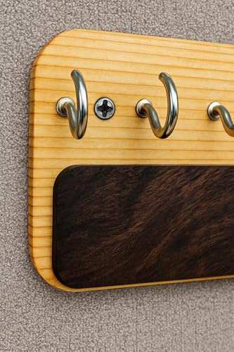 Image of 'Bright' Wooden Key Holder for Home Stylish Decor(7hooks) Real Wood. Key Hangers for wall Key Holder Stand Key Stand for wall Keychain Holder for wall