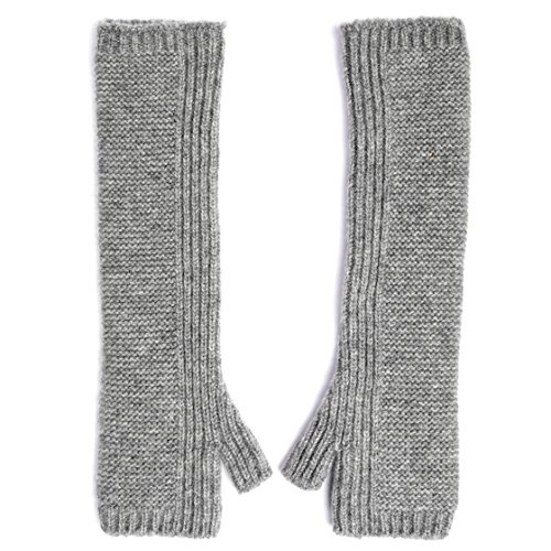 Graham Cashmere Women's Pure Scottish Cashmere Long Length Purl Wristwarmers One size Grey