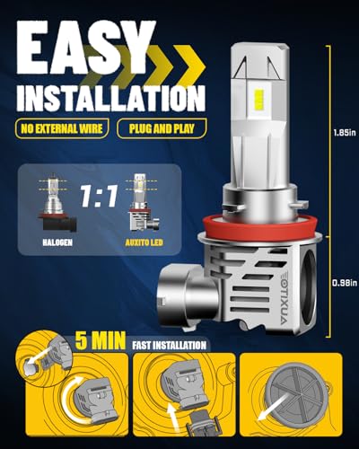 Image of AUXITO H11 /H9 /H8 LED Bulb, 60W Per Set, Plug N Play, Long Lifespan, 99% Compatibility, 2PCS