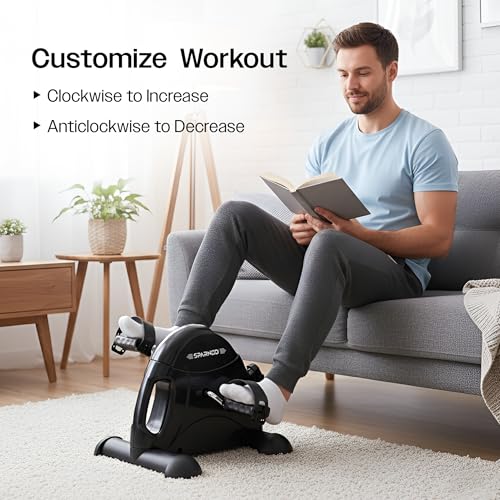 Image of Sparnod Fitness SMB-475 Arm & Leg Mini Exercise Bike with LCD Display, Adjustable Resistance, Portable Under Desk Pedal Exerciser for Home & Office Workout, Compact Steel Frame, 120kg Capacity