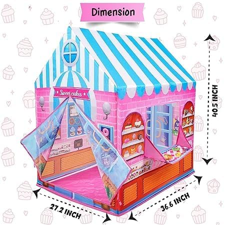 Colorfull and Light Weight Children Play Tent House for 3 to 10 Years Old Kids Girls and Boys Light Weight and Foldable Children Toys,Indoor and Outdoor Kid Tent House (Candy Tent House) - Image 3 thumbnail