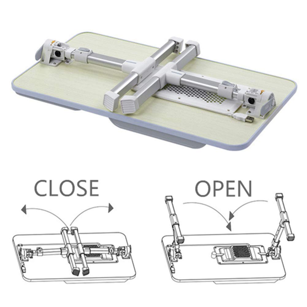 ZYFSHA Tavolino da Letto per Laptop con Ventola di Raffreddamento USB, Sollevamento, Pieghevole, Materiale Ecologico, poggiamano Antiscivolo Regolabile, radiatore Bianco