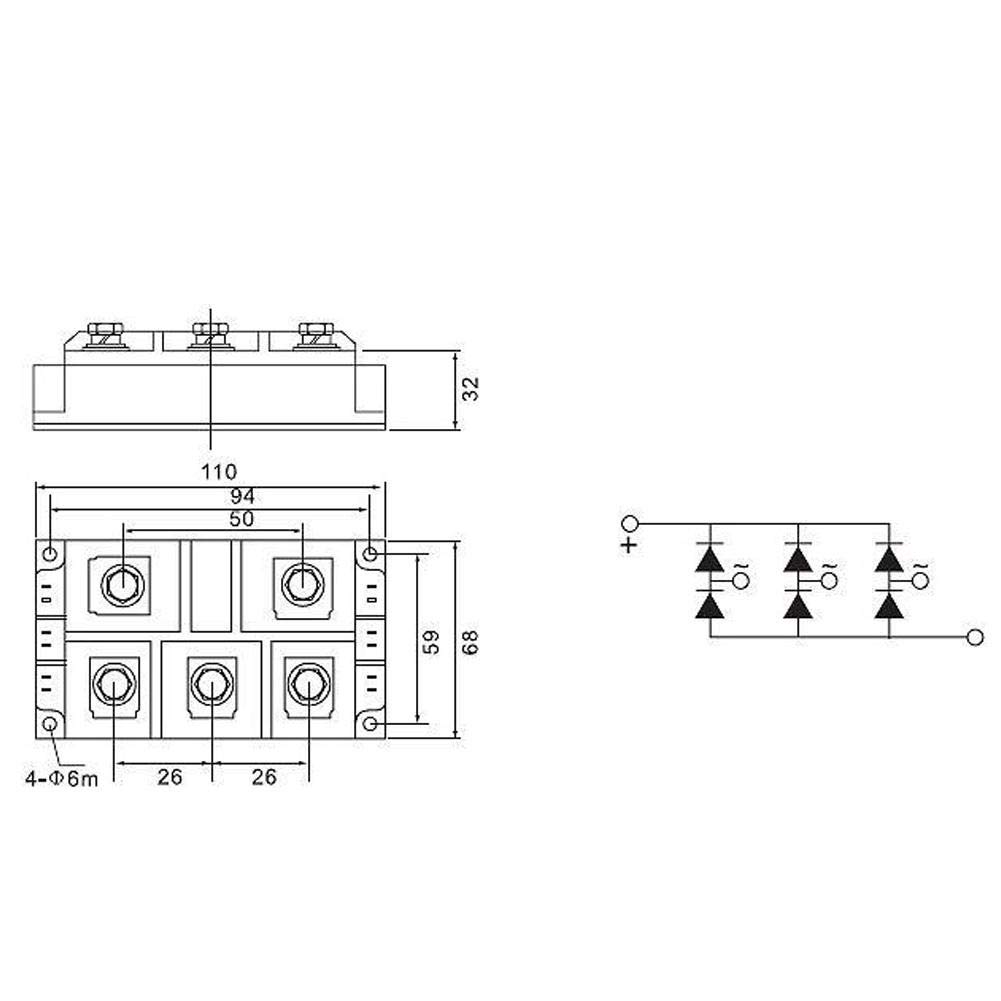 Raddrizzatore a Ponte Trifase 300A 1600V Modulo Alta Tensione Corrente Elevata Componente Elettronico Industriale