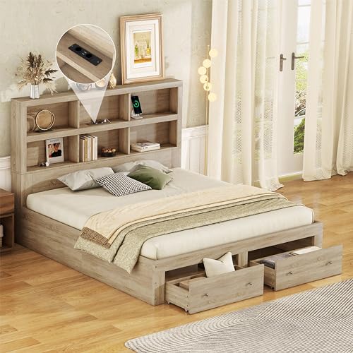 Sapgaks Lit 160x200 avec sommier à Lattes et Deux tiroirs,lit Coffre avec sommier 160x200,Cadre de lit 2 Personnes avec rangements lit Double capitonné lit...