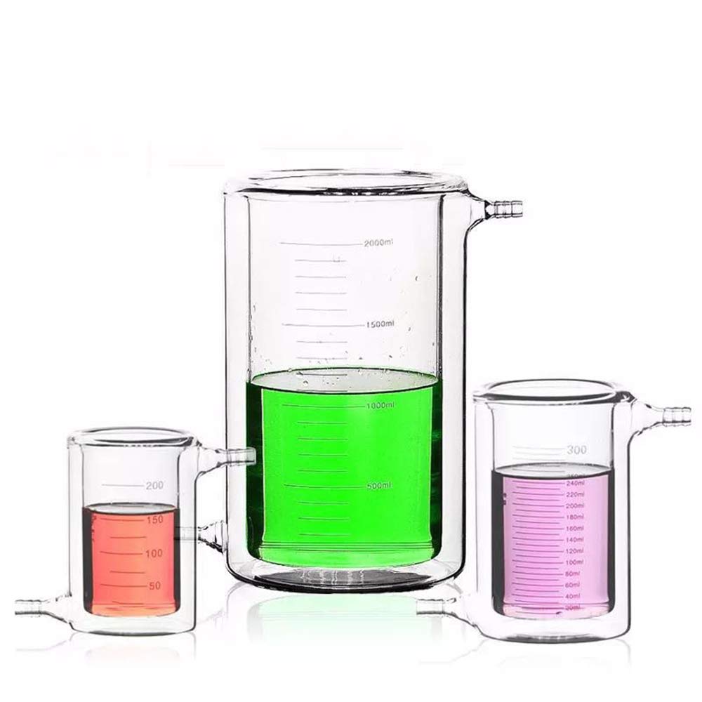 Lab Jacketed Cold Trap Light Catalytic Reactor Bottle Double Laye Jacketed beaker double-layer beaker sandwich glass beaker photocatalytic reactor (200ml)