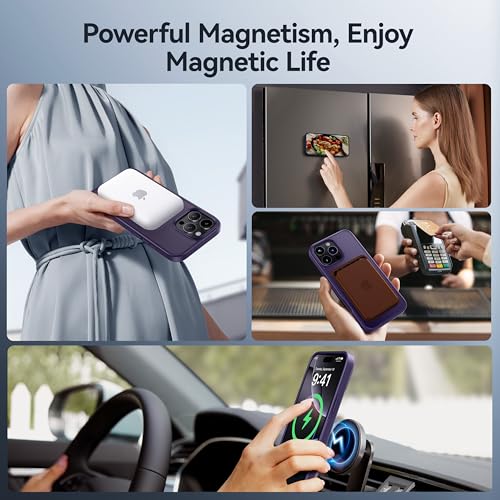 Image of CASEKOO Ultra-Magnetic Stand for iPhone 16 Pro Case, Shockproof, Purple | [Military Drop Protection] [Compatible with MagSafe] Translucent Matte Slim Ring Holder Case for iPhone 16 Pro 6.3 Inch