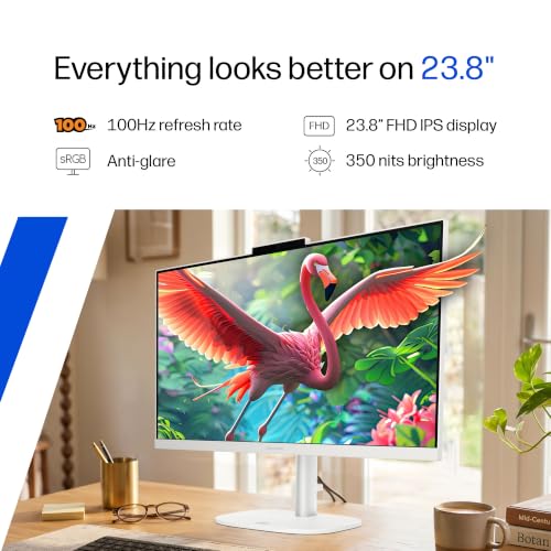 Image of HP OmniStudio All-in-One, Intel Core 3 (i3 14th gen), (8GB DDR5, 512GB SSD) FHD, IPS, Anti-Glare, 23.8''(60.5cm), Win 11, Office 24, Cotton White, 4.98kg, Dual 3 W Speakers, FHD IR Camera, 24-cu0561in
