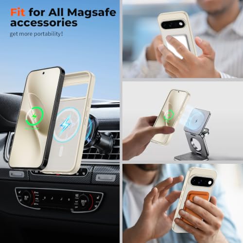 Image of SUPFINE Magnetic for Google Pixel 11 Pro Case - Stone | With Screen Protector,Translucent Matte,Built-in Magnets,Military Grade Drop Protection,Shockproof Phone Cover