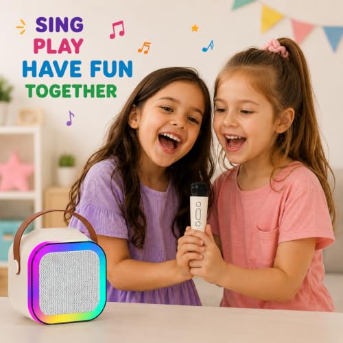 Image of Rechargeable Karaoke Mic with Speaker for Singing | Wireless Mini Portable Bluetooth Speaker with Microphone & LED Lights | Birthday Gift for Kids, Musical Toys for Boys & Girls