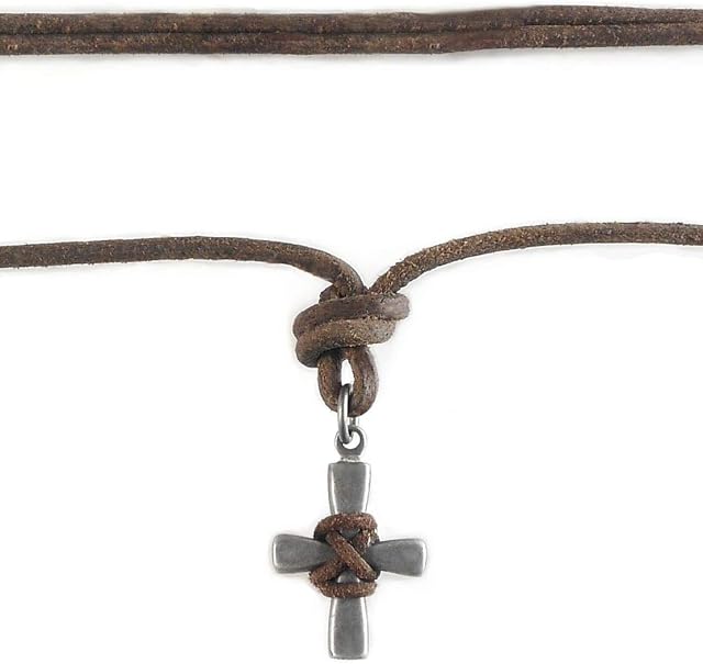 Local League Australia Mens Cross Metal Pendant Adjustable Necklace Distressed Leather Cord Rope Stainless Steel Man String Surfer Choker Boys Beach Holidays Party Gift