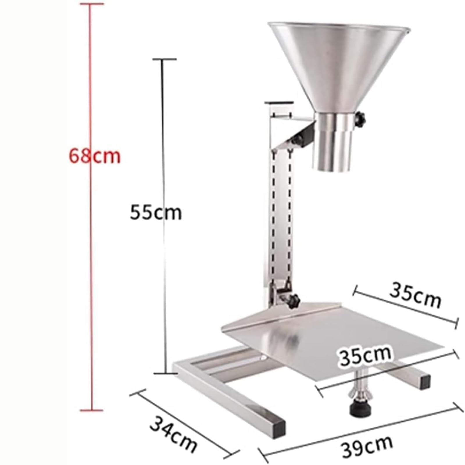 Tolva Alimentación Acero Inoxidable, Embudo Dispensador Grado Alimenticio Con Plataforma Elevadora, Soporte Altura Ajustable,los Alimentos Se Entregan Manera Uniforme,para Polvo,líquido,gránulos