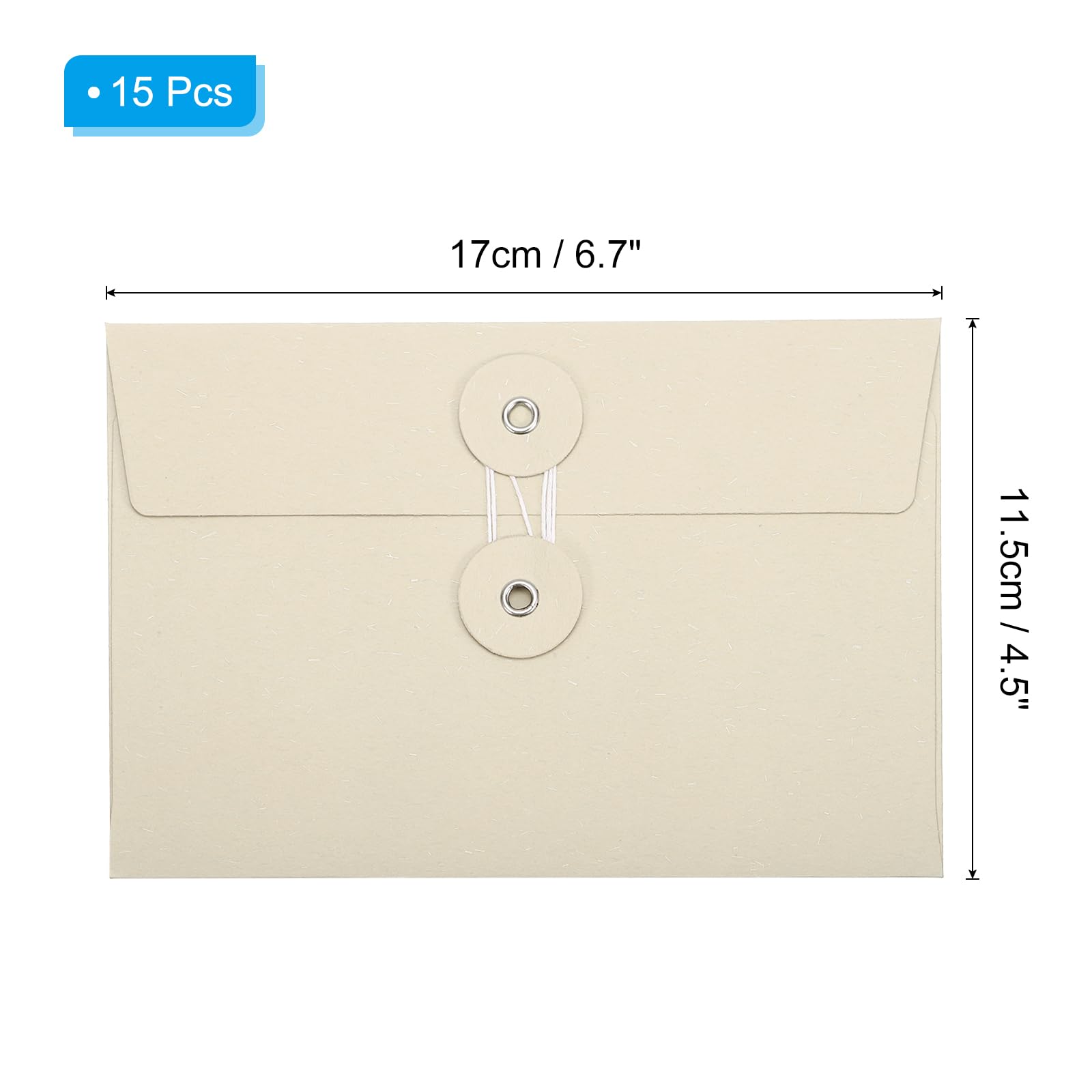 PATIKIL 4.5x6.7 Gift Card Envelopes with String Tie Closure, 15 Pcs Christmas Card Holders Greeting Business Card Envelope for Thanksgiving Day Halloween Birthdays Weddings, Grey - Image 2