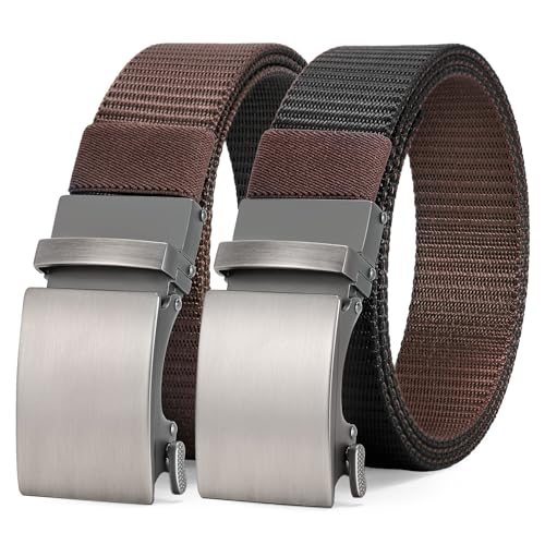 WERFORU Men Ratchet Belts Nylon Reversible Buckle 2-in-1 Casual Belt for Gift