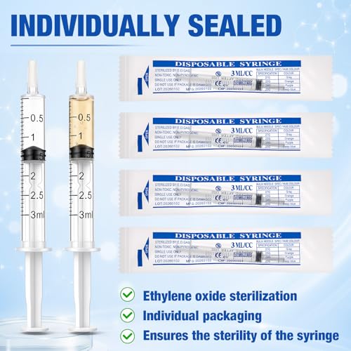 Image of TrelaCo 200 Pcs 3ml Syringe Without Needle with Cap, 3cc Oral Syringe