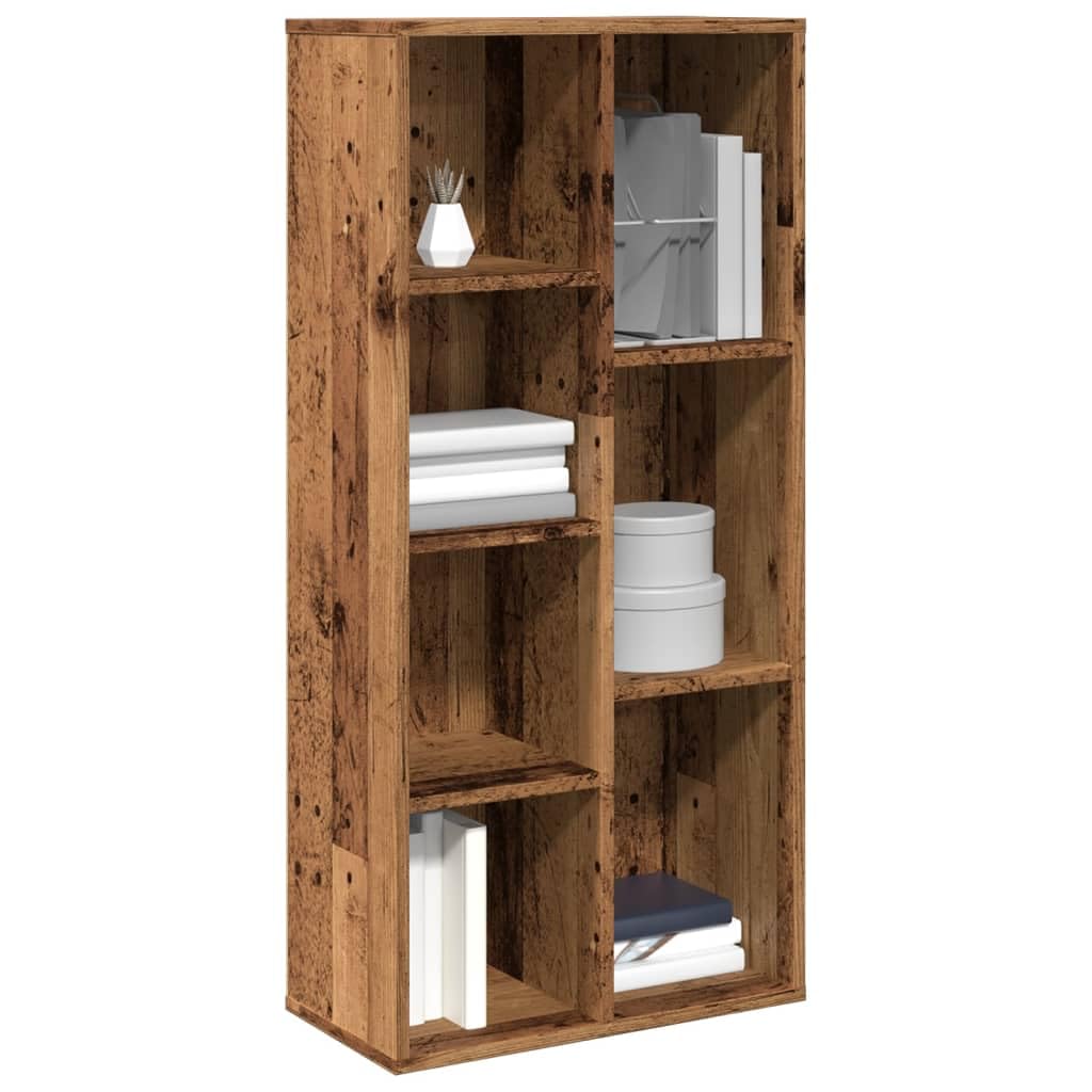 Libreria effetto legno anticato, 50 x 25 x 104 cm, con 7 scomparti, per soggiorno, ufficio, cameretta dei bambini, stretta aperta, divisorio e organizer