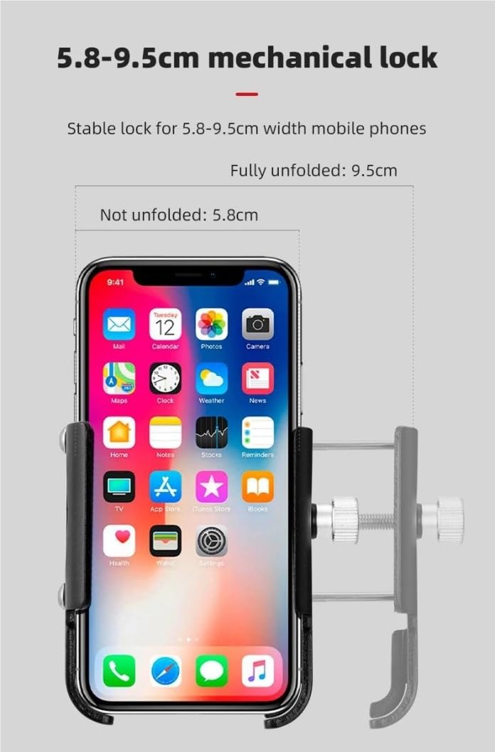 Soporte para Teléfono De Bicicleta Rotación 360 ​​Grados para Dispositivos 4.7-7.0 Pulgadas Móvil para Manillar Motocicleta