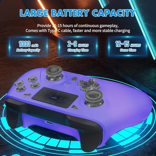 Image of Dinosoo RGB Wireless Controller for PS5 PC with LED Light, Supports Remap and Adjustable Turbo, Controller Full Functions Support, with 2.4g Adapter