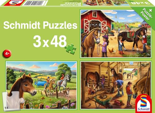 Schmidt Spiele 56519 Meine Lieblingspferde, 3x48 Teile Kinderpuzzle