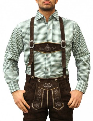 Traditioneel Beiers Overhemd Voor Lederhosen/Oktoberfest, Kleur:Paars/Geruit - Afbeelding 7