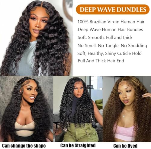 Paquetes de cabello humano ondulado deep wave para lucir una melena rizada perfecta 5