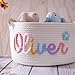 JUPPE Custom Baby Shower Basket, Personzlized Basket with Baby Name, Baby Boy Girl Storage Organizer Cotton Rope Nursery Decor Newborn Gift (style 1) (Mixing Colors)