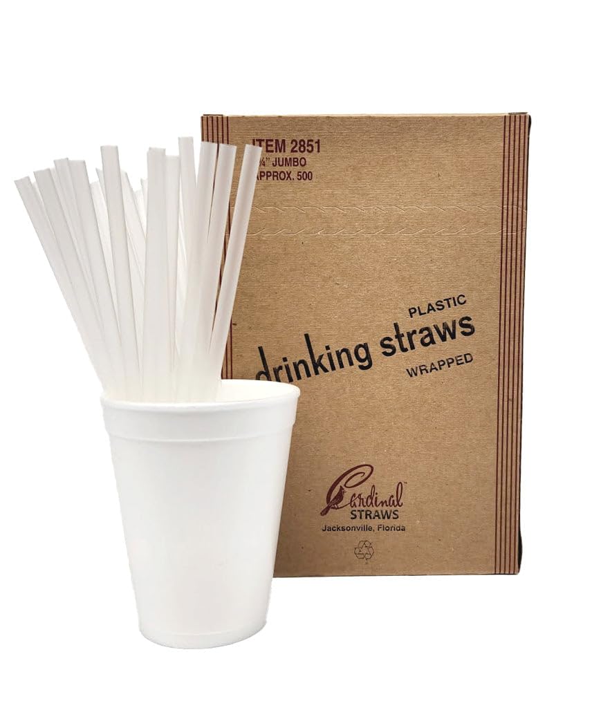 Cardinal Plastic Disposable Drinking Straws Individually Wrapped - BPA Free - 7.75 inch - Clear - 12,000 Count