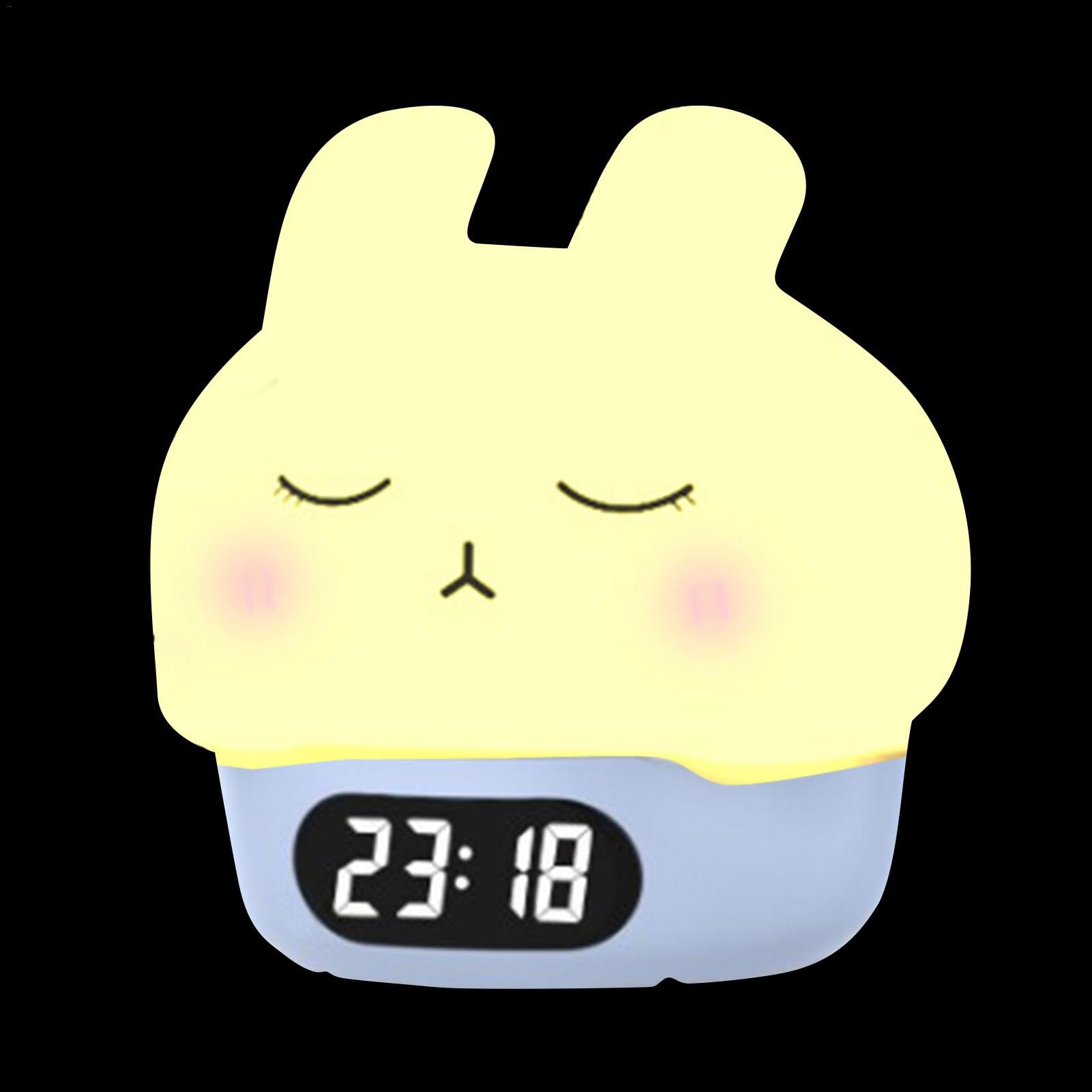 Reloj despertador para niños con lámpara de conejo táctil y batería recargable de larga duración