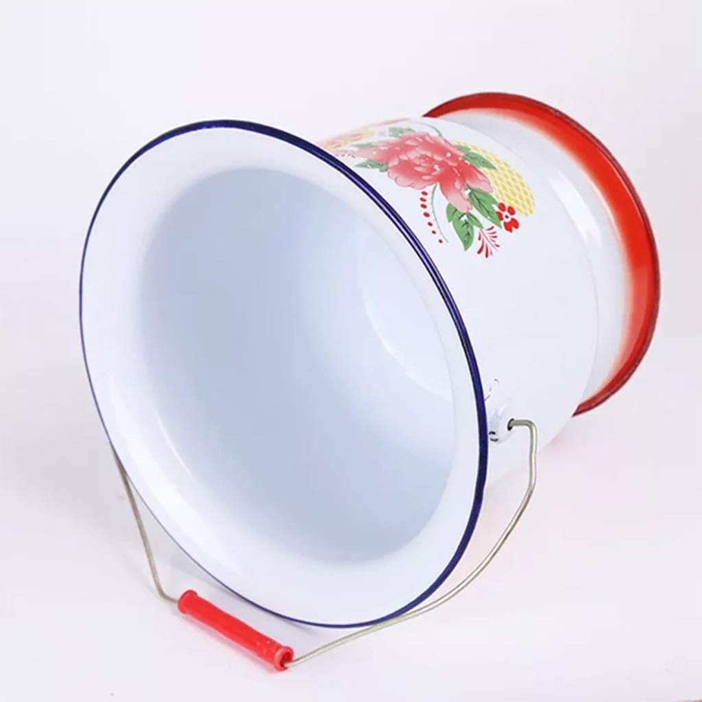 Enamel Spittoon Bedpans, 10/11 Inches Portable Toilets Chamber Pot with Lids and Handle, Potty for Adults Pregnant Woman Elderly Children Urinals, Camping Tall Feet Spittoon (Size : 28 cm)