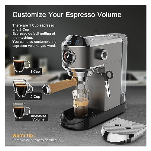GLJTUO Halbautomatische Kaffeemaschine Mit 20 Bar Und Milchdampfaufschäumer, Für Espresso, Cappuccino, Latte Und Mokka – Bild 4