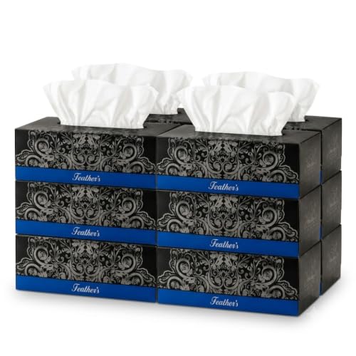 Image of Feather's Face Tissue Box (Dry) | 2 Ply, 200 Pulls per Box, Pack of 6 | Super Soft & Absorbent Facial Tissue Box | Facial Tissue Papers | Virgin Paper, Biodegradable (Random Color Box)