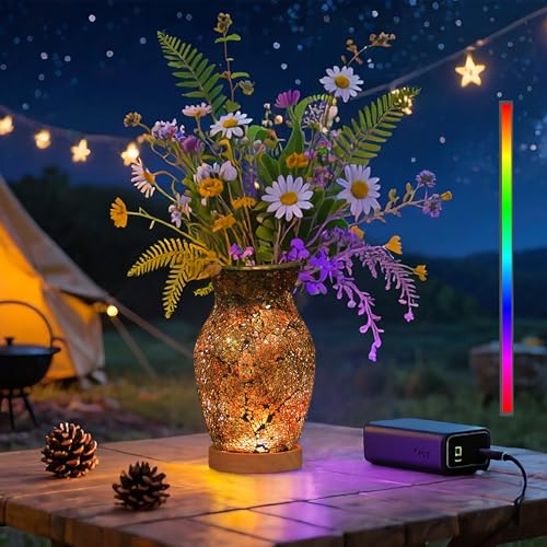 Lampe de chevet en mosaïque craquelée LED RVB à cycle automatique pour salon
