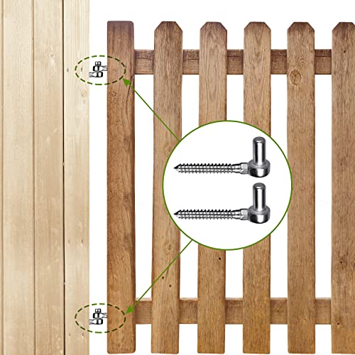 Image of Insaga 304 Stainless Steel Gate Hinge, 5 /8 inch Pin Heavy Duty Lag Screw Hinge for Wooden Fence & Farm Gate, One-Piece Molding Post Side Wood Bolt Hinge (2Pcs,M12)