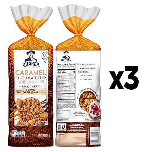 Quaker Large Rice Cakes, Caramel Chocolate Chip, 7.4 oz Bags, (3 Pack), Gluten Free, Whole Grain, No Artificial Flavors - image 3