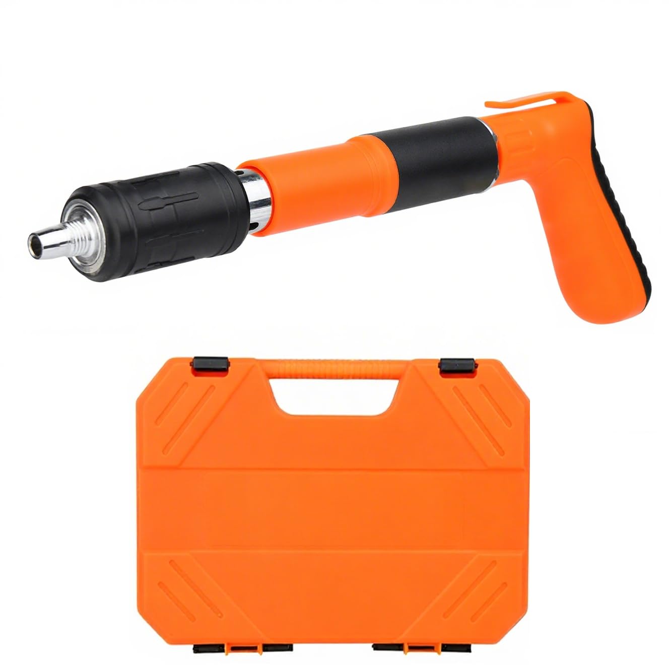 SONEE Concrete Nail Gun Kit, 5 Speed Adjustable Manual Nail Gun for Concrete, Woodworking Decoration Nailer Gun, Wall Fastening Tool (Orange)