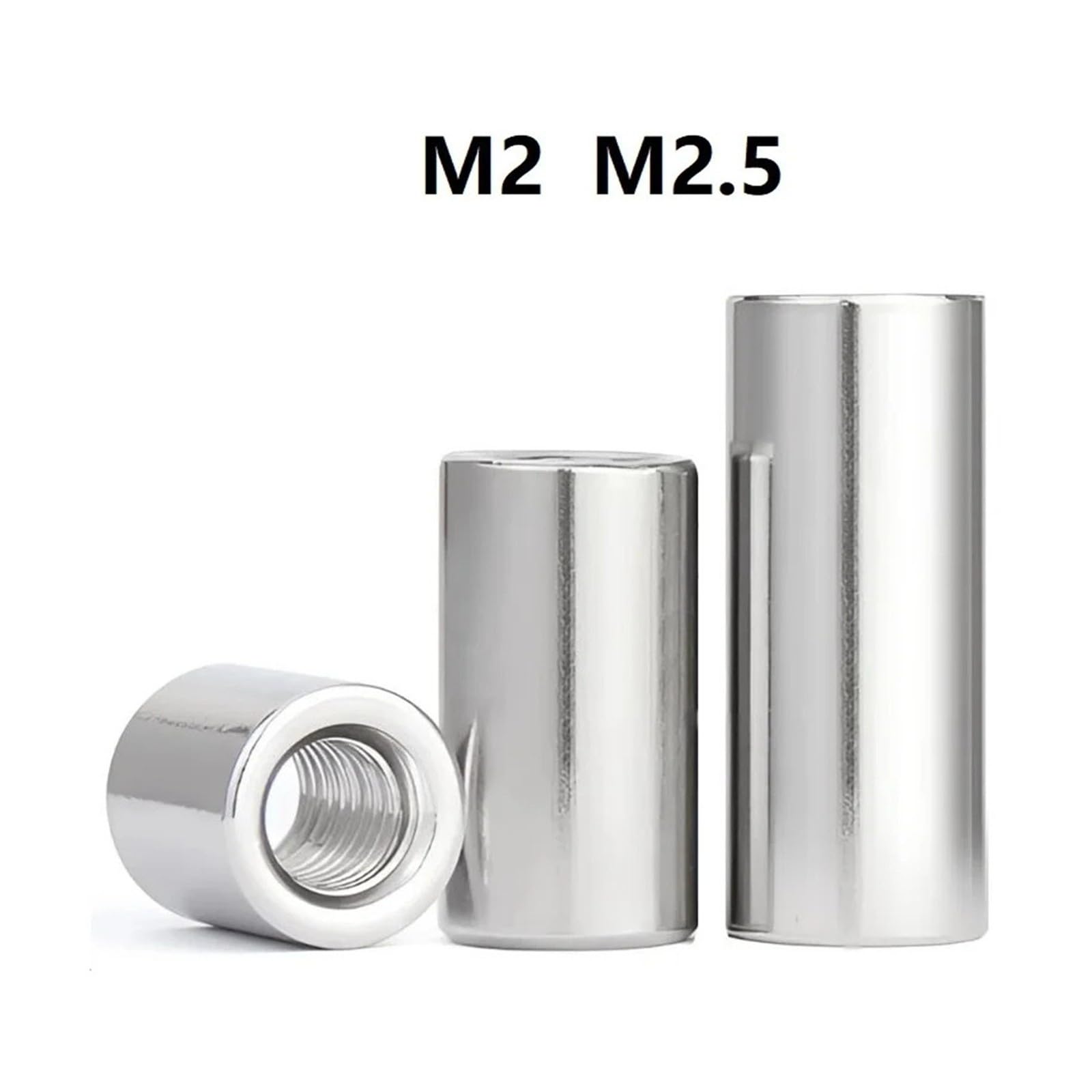 ZS Hardware M2 M2.5 304 przedłużona okrągła tuleja nakrętki złącza ze stali nierdzewnej(M2x12x5mm 10pcs)