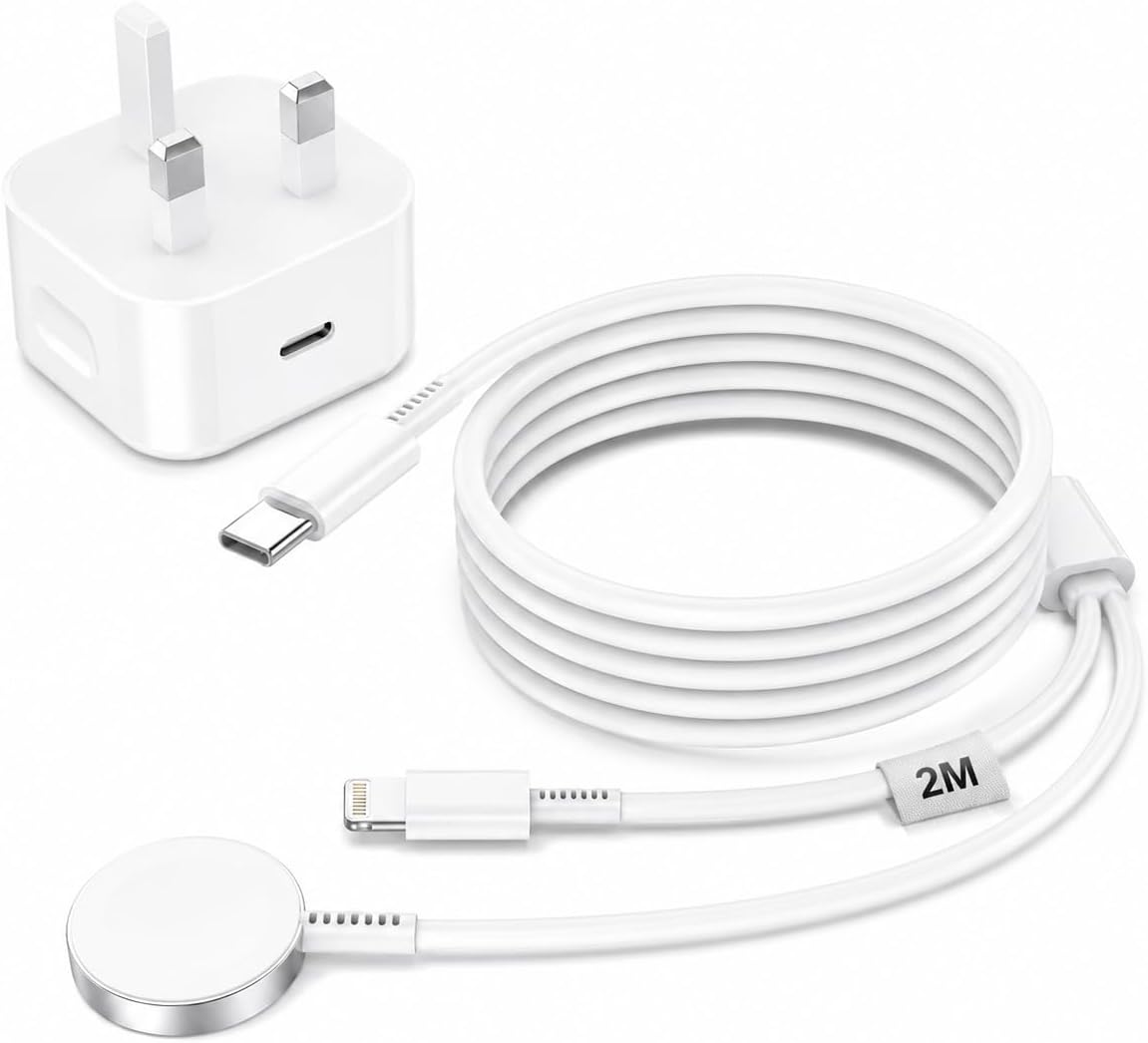 2026 Upgraded Apple Watch Charger, 2-in-1 USB C Fast Charging Cable with 20W USB-C Plug, 2M Magnetic Charger for Apple Watch Series 11/10/9/8/7/SE/Ultra 2/Ultra & iPhone 14/13/12, AirPods