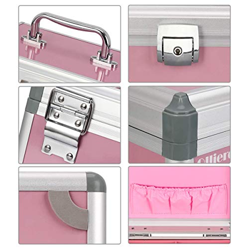 Ollieroo Small Medication Lock Box with Key Lockable Medicine Box Organizer Pink First Aid Box for Medical Supplies 9.36(L)×6.05(W)×6.24(H) inch