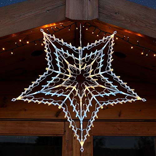 55cm Plug in Hanging Star Window Silhouette - 100 LEDs -Outdoor Christmas Decoration (White & Warm Whire)