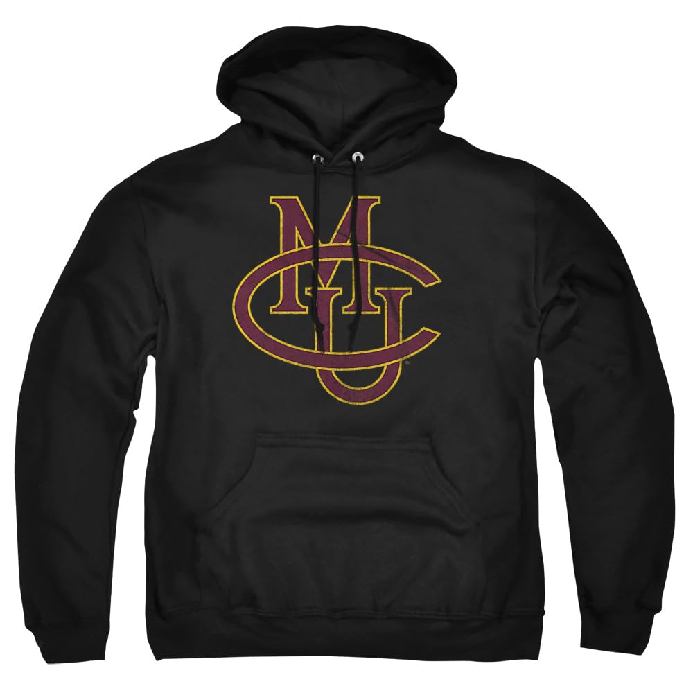 Colorado Mesa University Official Distressed Primary Unisex Adult Pull-Over Hoodie, Black, Large