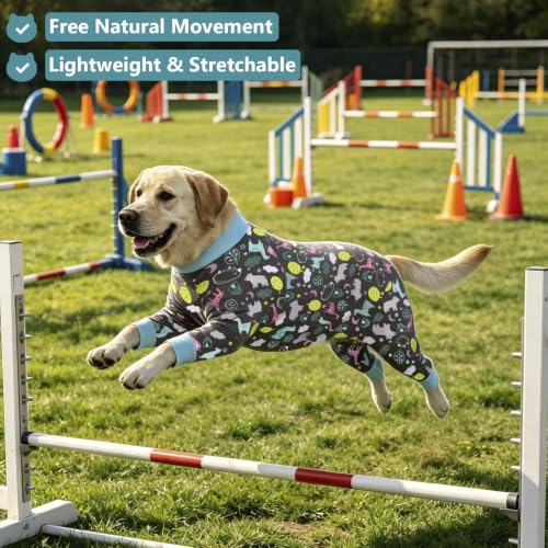 Image of kzrfojy Dog Recovery Suit for Dogs After Surgery Female Male Medium Large Dog Neuter Spay Onesie for Shedding Prevent Licking Surgical Wound Dog Cone Alternative Giraffe