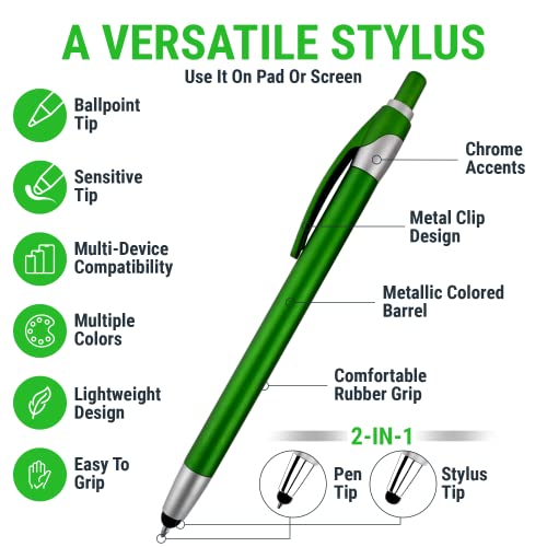 12 Pack Stylus With Ball Point Pen For Ipad Mini, Ipad 2/3, New Ipad, Iphone 5 4S 4 3Gs, Ipod Touch, Motorola Droid, Samsung Galaxy , Asus (Assorted Colors) #TOP2