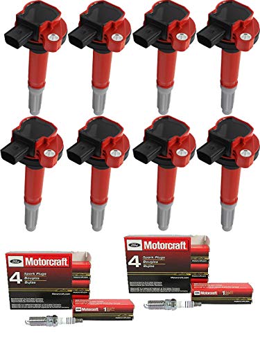 MCK High Performance Ignition Coils + Platinum Spark Plugs Spark Plugs Compatible With Ford F-150 Mustang 5.0L V8 UF622
