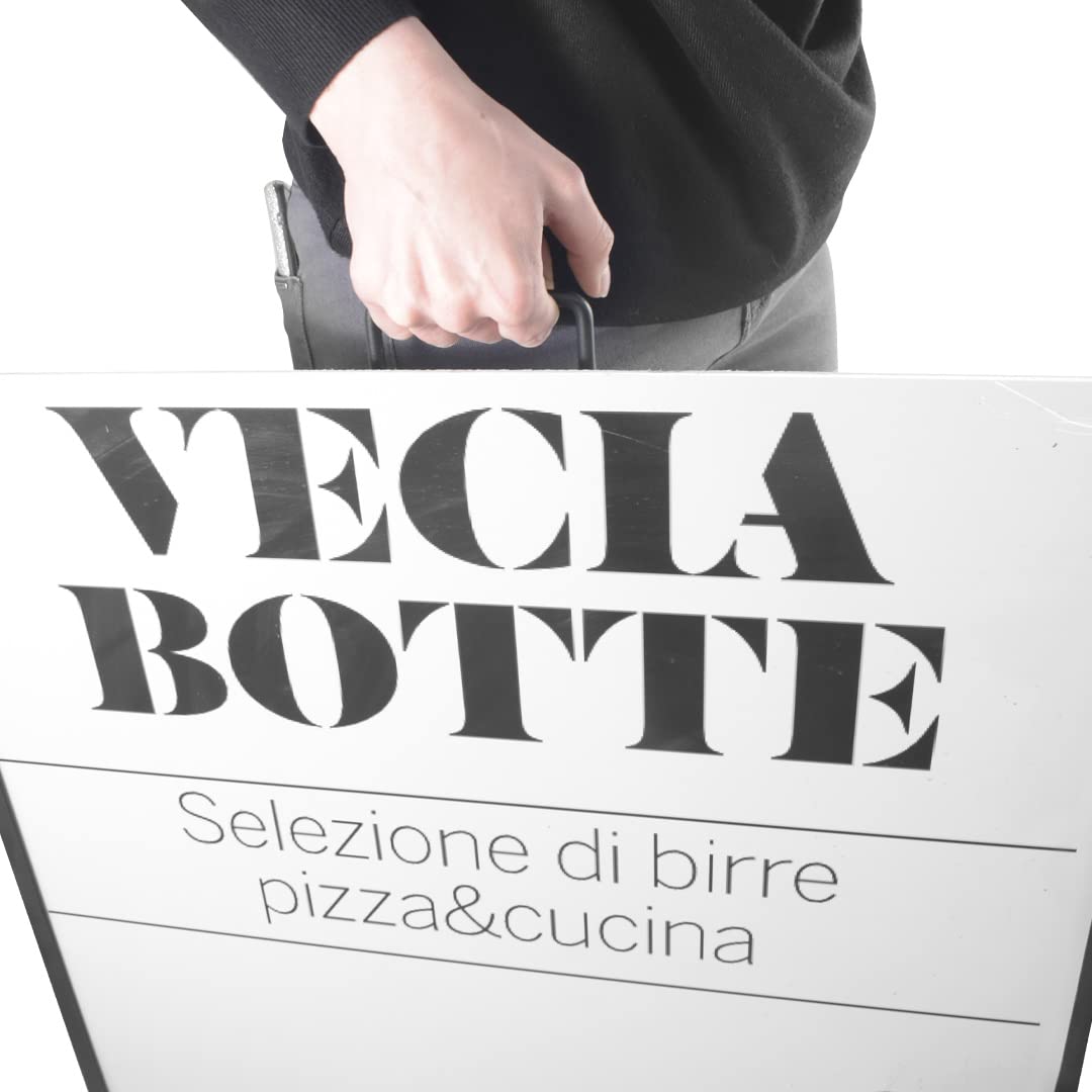 Danieli | Espositore da Terra Con Maniglia per Cartelloni Pubblicitari 60x90 cm. Supporto Bifacciale per Pannello Pubblicitario a Pavimento. Espositore per Esterni a Cavalletto per Avvisi e Poster