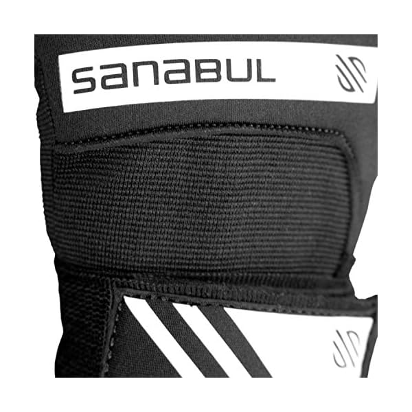 Sanabul Gel Hand Wraps for Boxing Gloves | MMA Muay Thai Kick Boxing Quick Wraps for Men & Women | Inner Boxing Hand Wrap for Gloves | Padded Knuckle Wrist Wrap (Black/White, S/M)