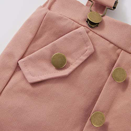 Image of Weixinbuy Toddler Girl Fall Clothes Lace Fly Sleeves Ribbed T-shirt+Suspender Skirt+Headband Winter Outftts Clothing Set 1-6T