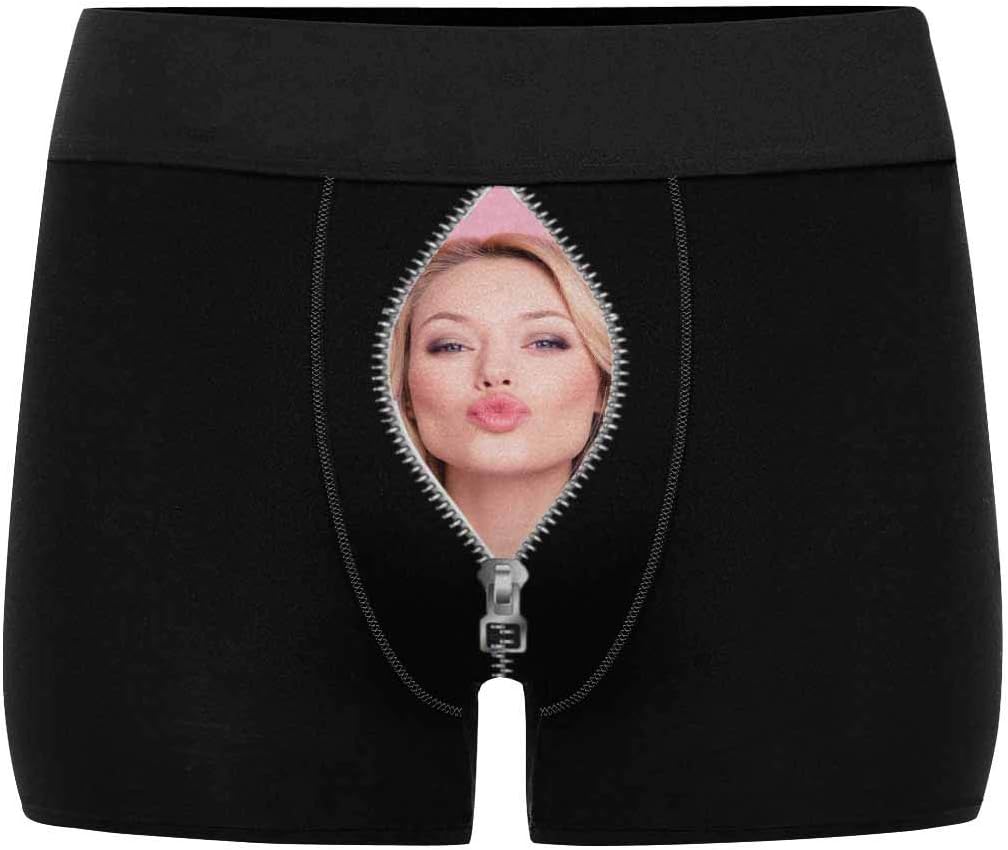 Custom Men's Funny Face I Love You Valentines Boxer Shorts Novelty Briefs Underpants Printed with Photo (XS-XXXL)
