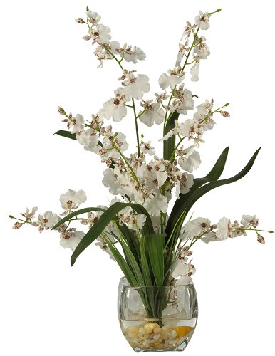 Nearly Natural 1119-WH 19in. Dancing Lady Orchid Liquid Illusion Silk Flower Arrangement